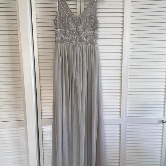 Anthropoligie BHLDN Iris Sterling Gown , Size 10, silver-gray - Picture 2 of 7